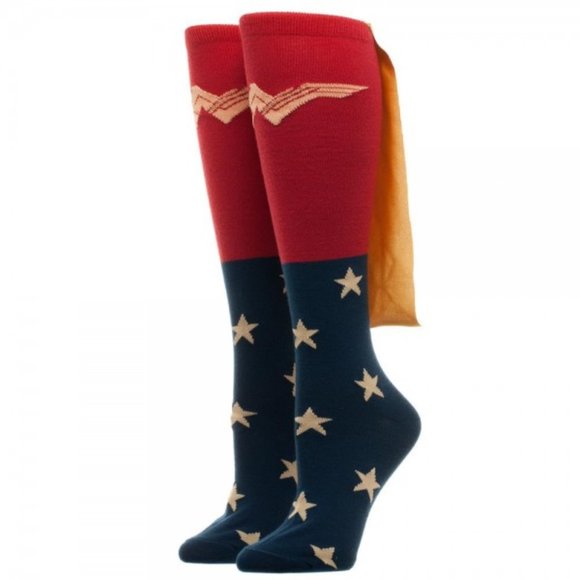 Bioworld Accessories - Wonder Woman Knee High Socks w/ Shiny Gold Cape